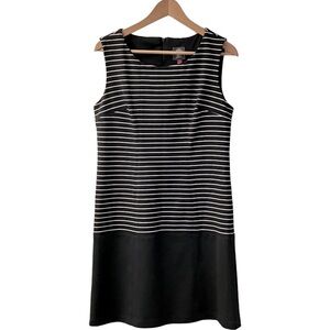 Vince Camuto Womens Sheath Sleeveless Dress SZ 8 Black White Striped Stretch NEW